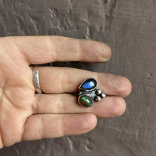 Bague Argent avec  opale et labradorite création Princesses