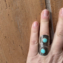Bague large en argent 925em avec 2 turquoises  bohème Atelier Jaïpur