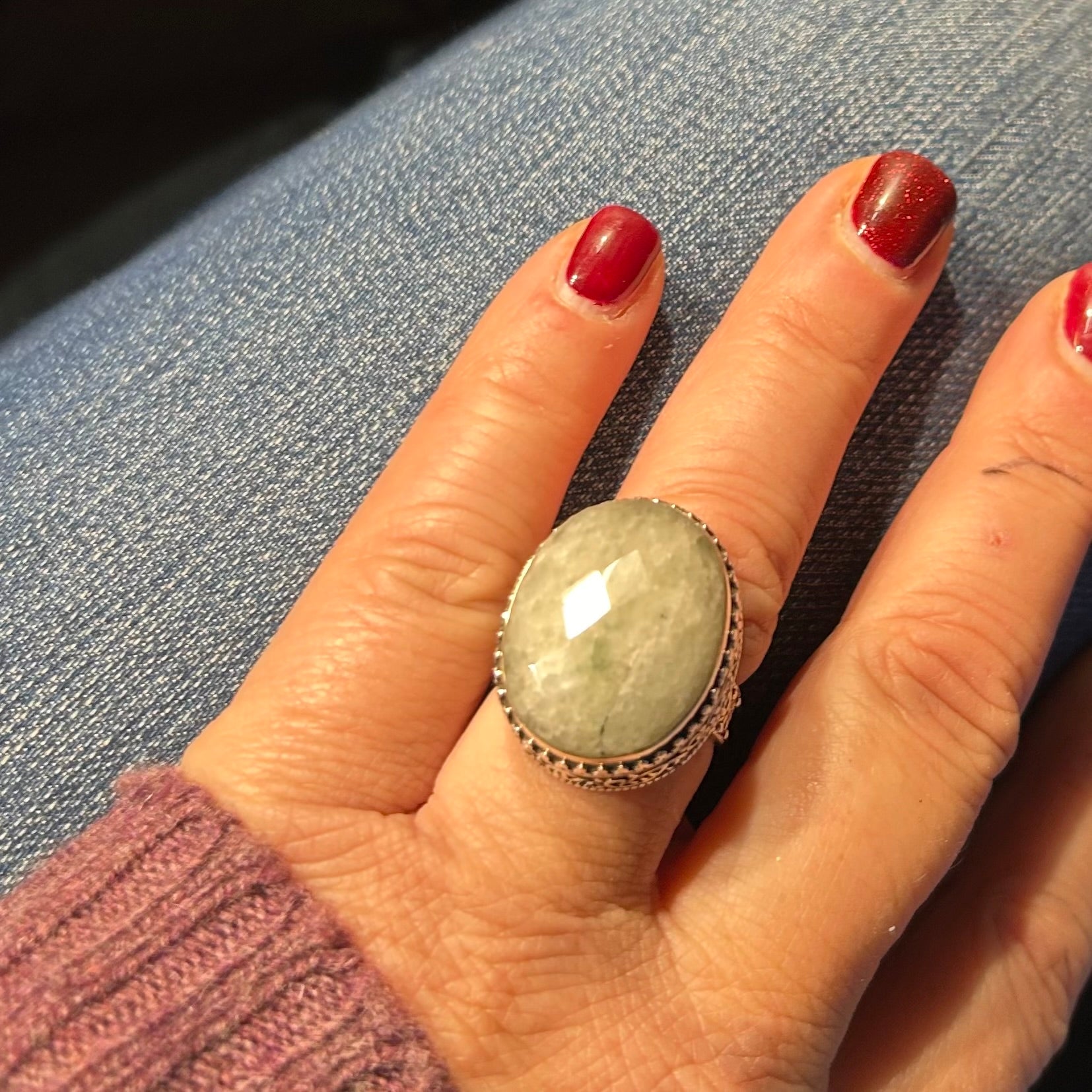 grosse bague argent avec amazonite