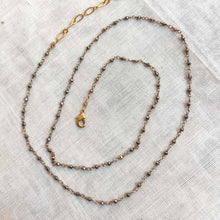 Collier rosaire fin en pyrite, scintillant pour l'été , Princesses d'argent