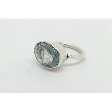 bague argent et grosse aigue marine