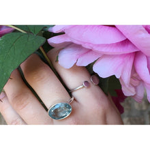 bague argent et grosse aigue marine