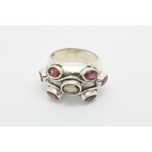 Bague bombée argent multi- perres