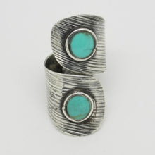 Bague large en argent 925em avec 2 turquoises  bohème Atelier Jaïpur