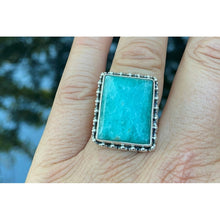 bague en argent sertie d'une amazonite