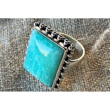 bague en argent sertie d'une amazonite