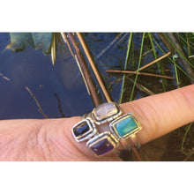 Bague fine argent avec pierre naturelle rectangle