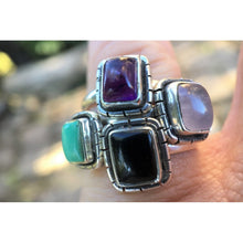 Bague fine argent avec pierre naturelle rectangle