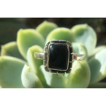 Bague fine argent avec pierre naturelle rectangle