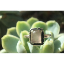 Bague fine argent avec pierre naturelle rectangle