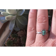 Bague fine argent avec pierre naturelle rectangle