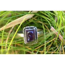 Bague fine argent avec pierre naturelle rectangle