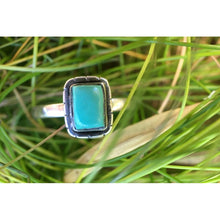 Bague fine argent avec pierre naturelle rectangle