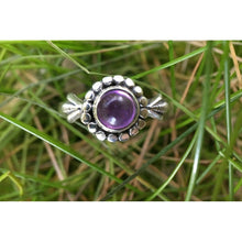 bague fine pierre ronde semi-précieuse et argent