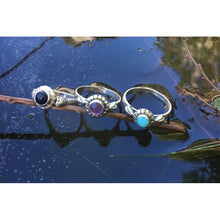 bague fine pierre ronde semi-précieuse et argent