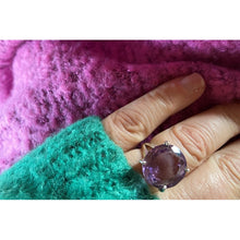 bague grosse améthyste facettée sur argent