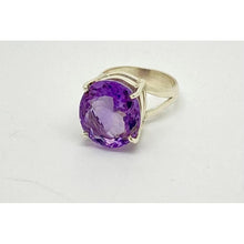 bague grosse améthyste facettée sur argent