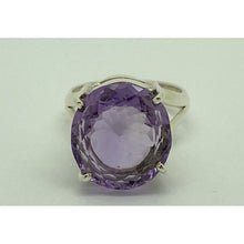 bague grosse améthyste facettée sur argent