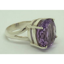 bague grosse améthyste facettée sur argent