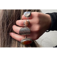 bague pierre de lune festons