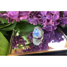 bague pierre de lune festons