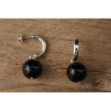 Boucles d'oreilles argent 925e et agate noire