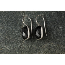 Boucles d'oreilles argent 925e et agate noire