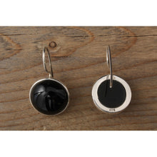 Boucles d'oreilles argent 925e et agate noire
