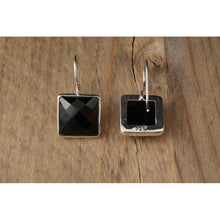 Boucles d'oreilles argent 925e et agate noire