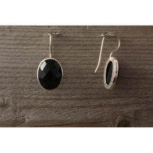 Boucles d'oreilles argent 925e et agate noire