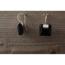 Boucles d'oreilles argent 925e et agate noire