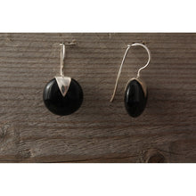 Boucles d'oreilles argent 925e et agate noire
