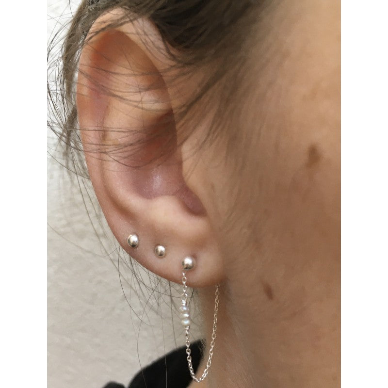 boucles d'oreilles pendantes à chaînette avec 3 perles
