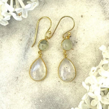 boucles d'oreilles pierres naturelles en argent doré