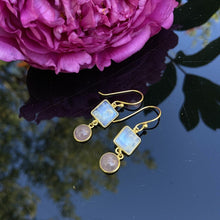 boucles d'oreilles pierres naturelles en argent doré