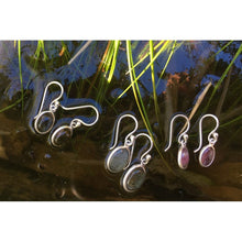 boucles d'oreilles pendantes ovales pierres naturelles