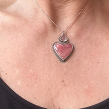 Pendentif argent Coeur dévotion avec Rhodochrosite et quartz rose,création Princesses
