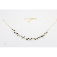 collier fin pierres noires, raffiné chic