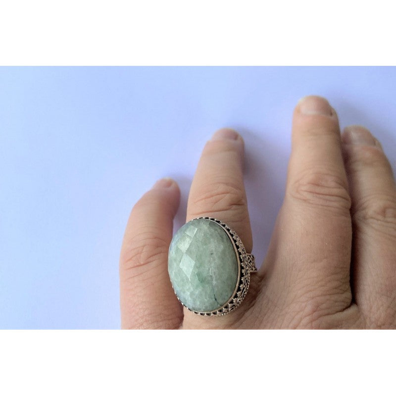 grosse bague argent avec amazonite