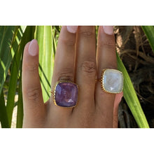 grosse bague avec pierre aqua calci