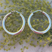 Grosses créoles 35mm épaisses argent