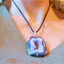 Pendentif agate violette et argent 925em